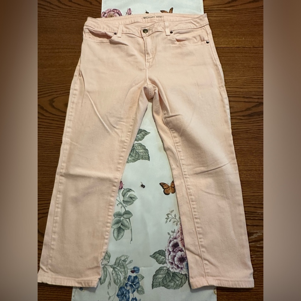 Michael Kors, pale pink cropped jeans